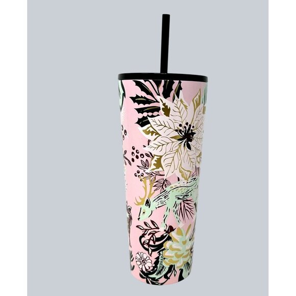 Starbucks Pink Enchanted Forest Cup Stainless Steel Glitter Cold Tumbler 24oz - Picture 3 of 6